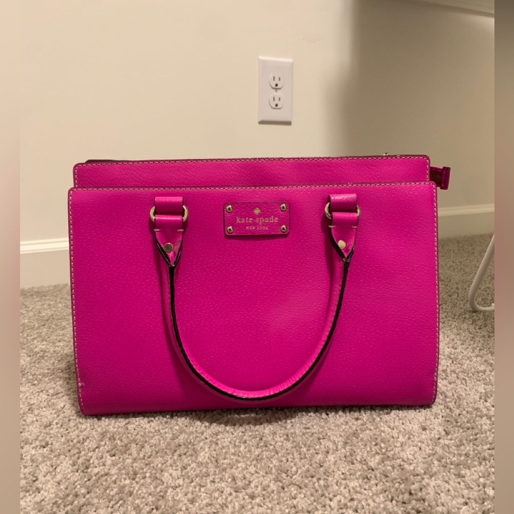 Kate Spade Barbie Pink Leather Handbag with Crossbody Strap